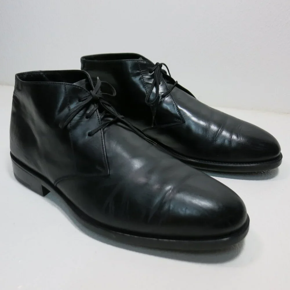 Salvatore Ferragamo Italy Chukka Boots Leather Mens Shoes Rubber Soles Sz 8.5 EE